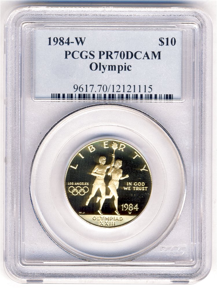 1984-W Olympic $10 Gold PCGS PR70 DCam