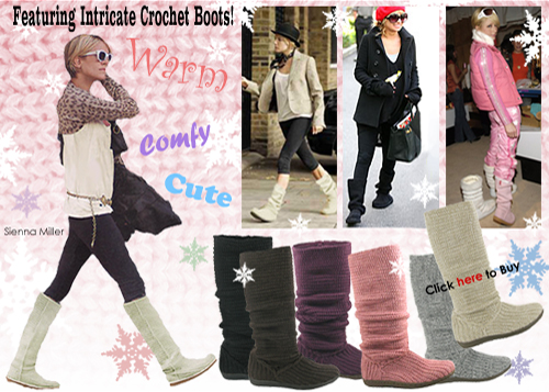 flat boots celebrity. Crochet Boots!