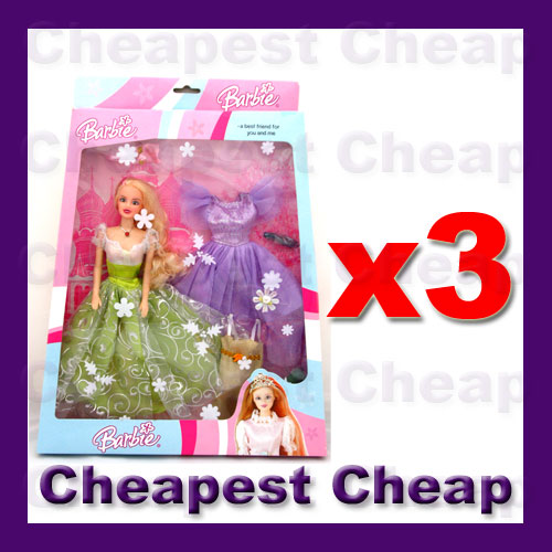 3x NEW 300MM Princess Barbie Doll Gift set BULK (LARGE)