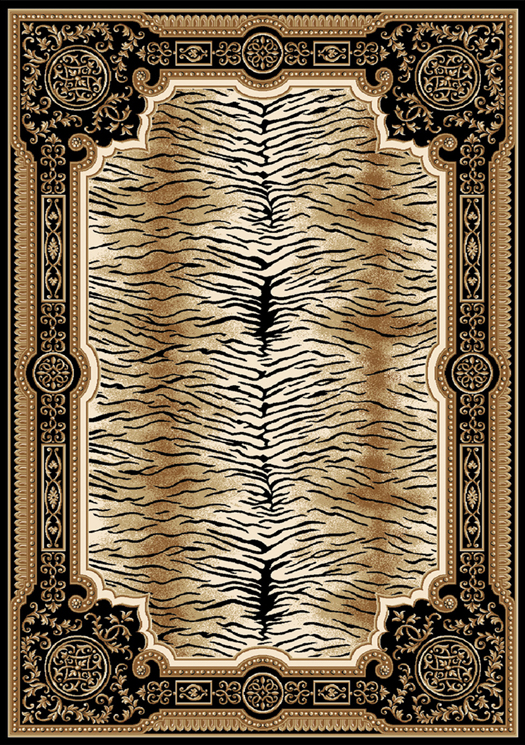 ANTIQUE BLACK ORIENTAL AREA RUG 6X8 TIGER PERSIAN 8526