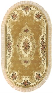 HD-HEI2784-157-68OV: WOOL BEIGE GOLD PERSIAN AREA RUG 6X8 OVAL ORIENTAL 2784