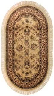 HD-HEI2781-158-811OV: WOOL PERSIAN GOLD BEIGE AREA RUG 8X11 OVAL ORIENTAL