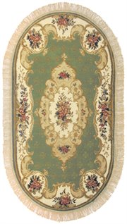 HD-HEI2784-401-811OV: WOOL PERSIAN GREEN AREA RUG 8X11 OVAL ORIENTAL 2784