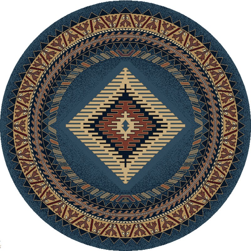 BLUE southwestern apache style 8' ROUND area RUG eBay
