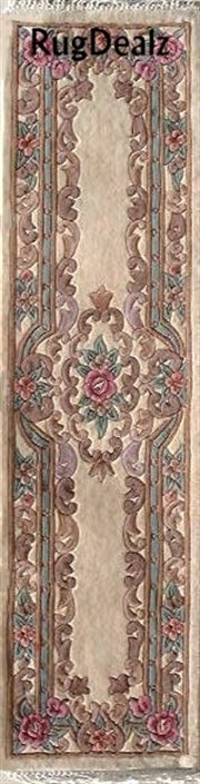 ST-510IV-315: RUNNER WOOL ORIENTAL AUBUSSON 3X15 AREA RUG IVORY NEW