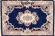 ST-510NV-811: NAVY BLUE 8X11 WOOL ORIENTAL AUBUSSON AREA RUG CHINESE