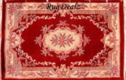 ST-510RD-58: RED 5X8 WOOL ORIENTAL AUBUSSON AREA RUG HANDMADE CARPET