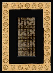 UW-050-10770-28: transitional BLACK TAN leaf BORDER runner 2x8 AREA RUG