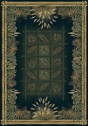 UW-130-32475-28: TROPICAL blue BEIGE 2x8 runner GREEN border AREA rug