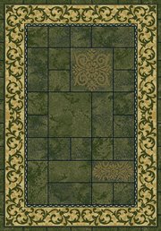 UW-280-20441-23: GREEN beige BORDER scrolls CARPET 2x3 european AREA rug