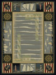 UW-GEN130-40960-811: COASTAL blue NAUTICAL 8x11 area RUG sailboat CARPET