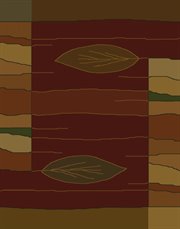 UW-GEN130-43634-811: TRANSITIONAL red BURGUNDY leaf 8x11 RUSTIC area RUG
