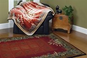UW-820-53036: tropical RED VELOUR throw 50" x 60" leaves BLANKET
