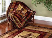 UW-820-53519: HORSE velour THROW 50" x 60" cowboy COUNTRY blanket