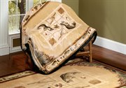 UW-820-54019: rustic LODGE velour THROW 50" x 60" BEIGE fish BLANKET