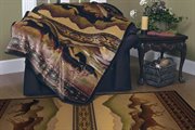 UW-820-62043: horse LODGE blanket 50" x 60" southwestern velour THROW