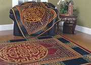 UW-820-63035: ORIENTAL medallion BLANKET 50" x 60" red velour THROW
