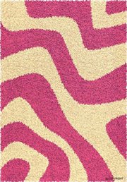PSU-108-88021-326-710: PINK ivory RETRO stripe SHAG area RUG 7x10 MODERN chic