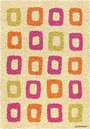 PSU-108-88026-632-710: MODERN ivory SHAG area RUG 7x10 PINK orange SQUARES