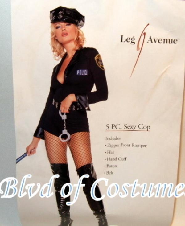 NWT 5Pc Police Officer Costume W/ Hat & Cuff Baton XL