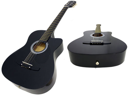 38" ACOUSTIC BLACK CUTAWAY GUITAR KIT + CASE**FREE SHIP