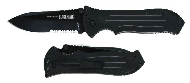 BlackHawk Point Man Knife - Serrated Blade 15PM11BK New