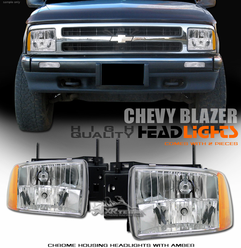 Factory Style Black Housing Headlights For 1998-2004 Chevy Blazer S10 – Pair