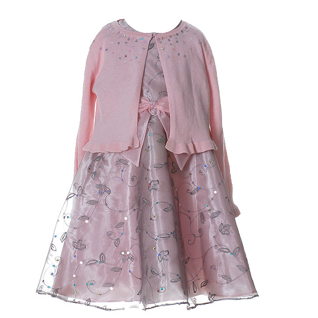 New Infant Girls Christmas SILVER FLORAL Dress Girl 12M