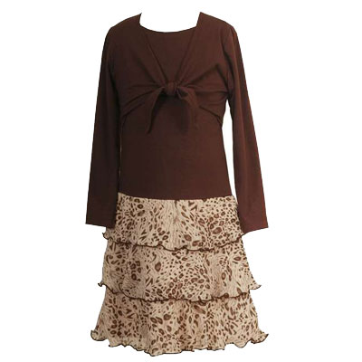 RARE EDITIONS Boutique Kids PLUS SIZE Clothes FALL BROWN Dress 10.5-16.5