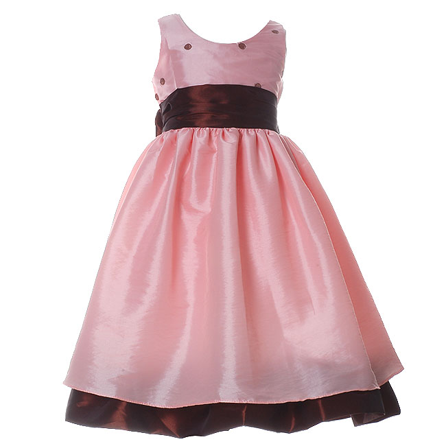 Toddler Little Girls Clothes PINK BROWN DOT Flower Girl Dress  by GOOD GIRL 2T