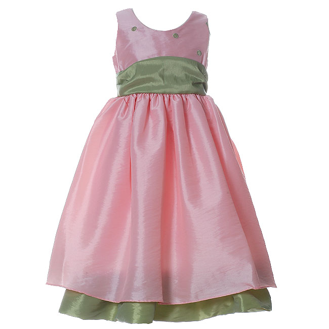 Toddler Little Girls Clothes PINK GREEN DOT Flower Girl Dress GOOD GIRL 2T-10