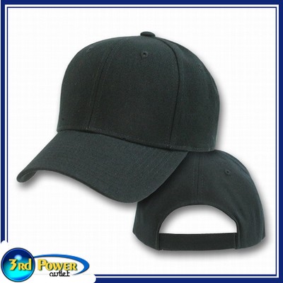 BLACK Plain Blank CAP~Adjustable BASEBALL Hat~NEW OSFA
