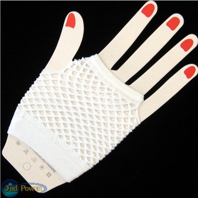 White FISHNET GLOVES~Fingerless Fashion PuNk~Sexy~Wicca