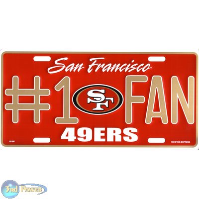 SAN FRANCISCO 49ERS License Plate Metal NFL Tag~ NEW