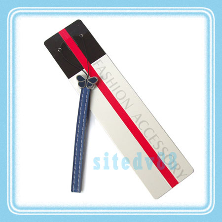 Blue Butterfly Leather Wrist Strap for Phone Mp3 IPod