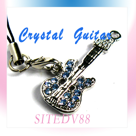 Crystal Guitar Charm Chain for Phone Purse Key Handbag
