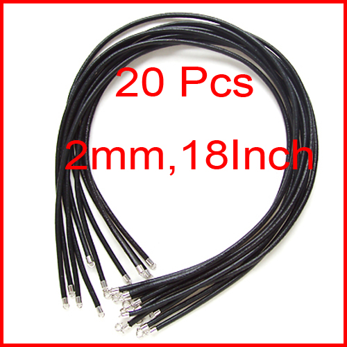 20 PCs 2mm Black Leather Sterling Silver Necklace 18"