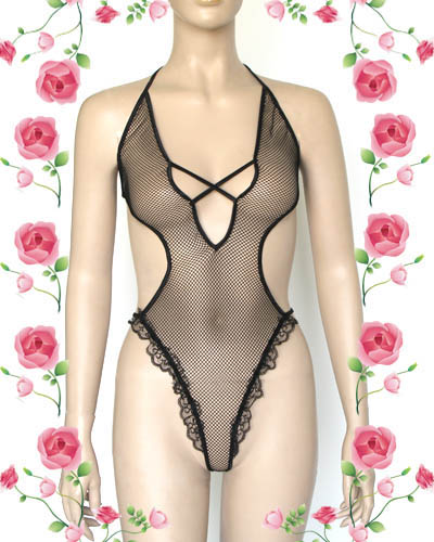 SEXY BLACK FISHNET BODY STOCKING TEDDY LINGERIE