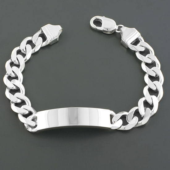 STERLING SILVER 12MM THICK 9" ID CURB LINK BRACELET
