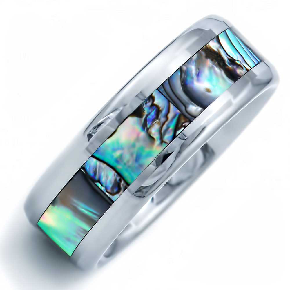... other listings new tungsten band abalone shell inlay mens wedding ring