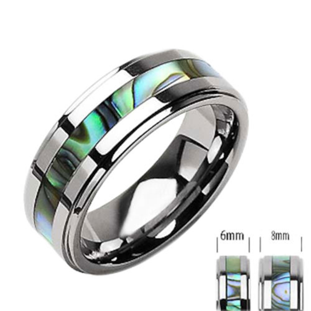 ... other listings 8mm new tungsten band abalone inlay mens wedding ring