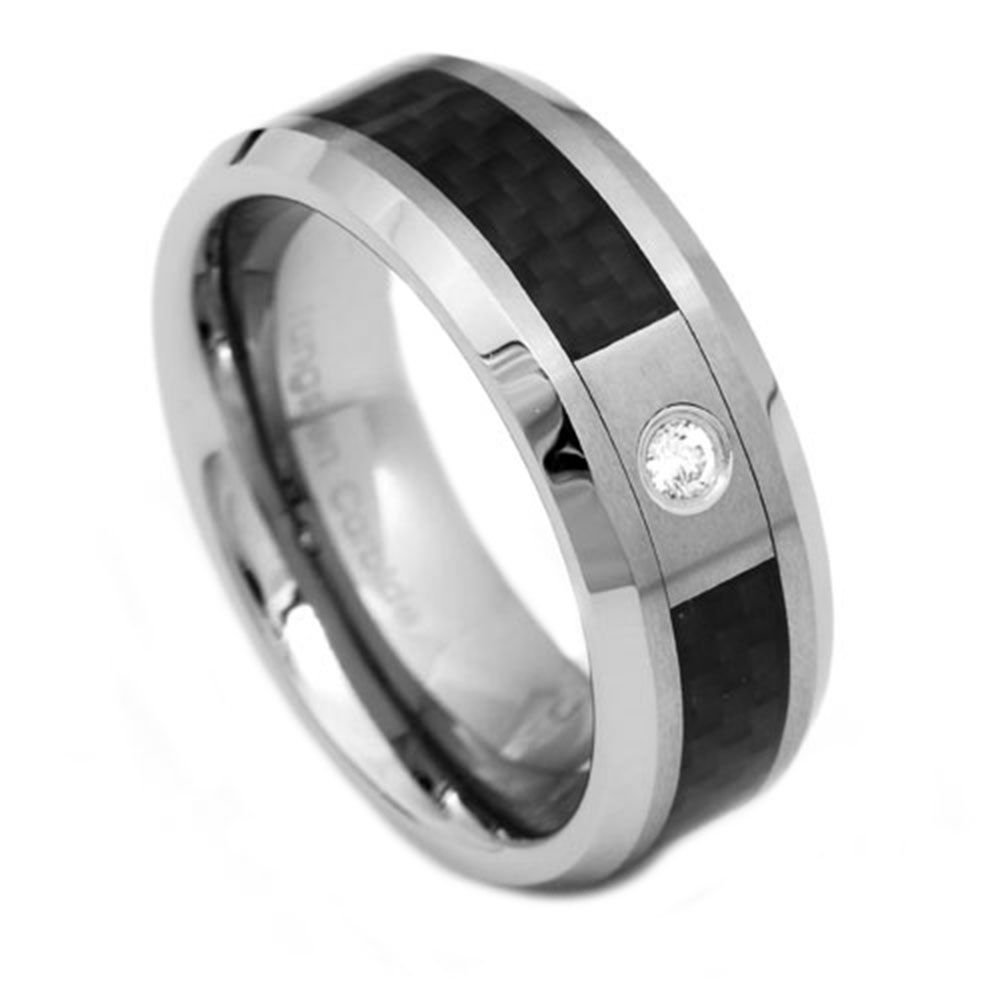 ... store listings new carbon fiber cz tungsten ring mens wedding band ... store listings new carbon fiber cz tungsten ring mens wedding band