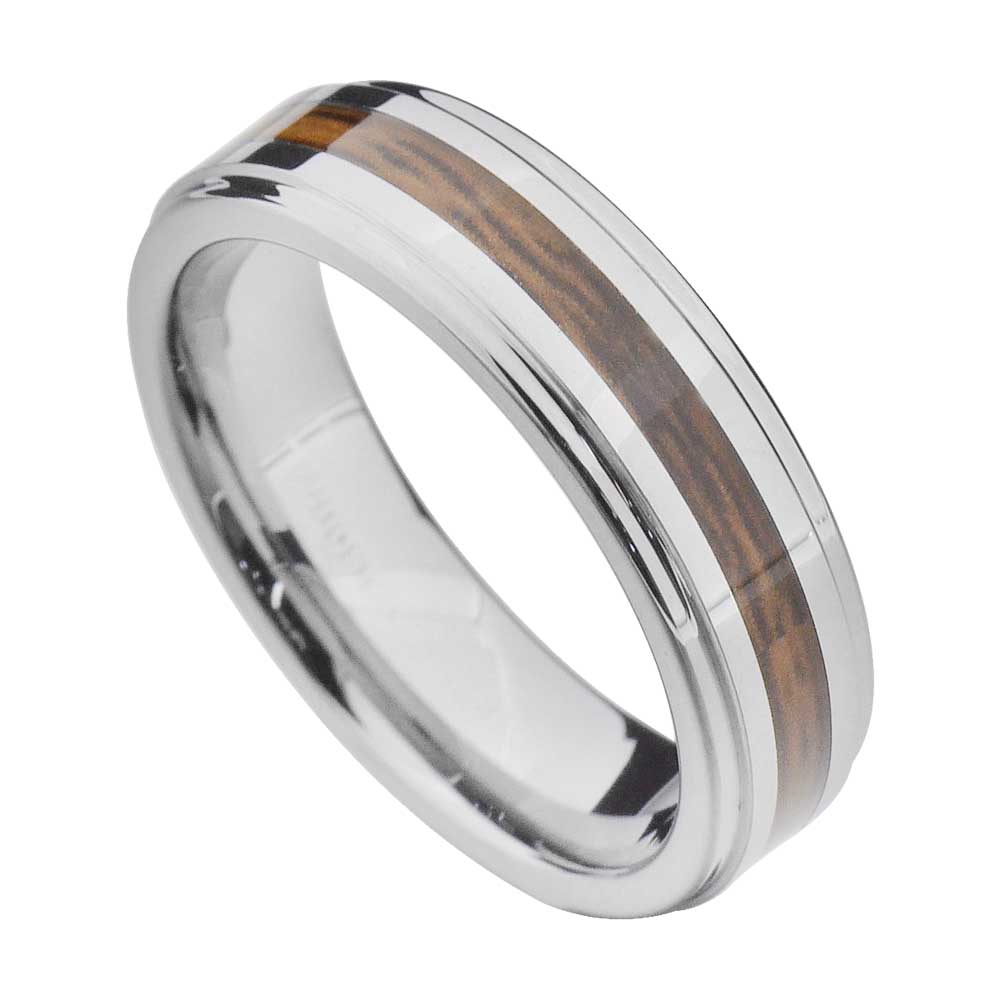 New 6mm Wood Inlay Tungsten Mens Wedding Ring Size 5 eBay