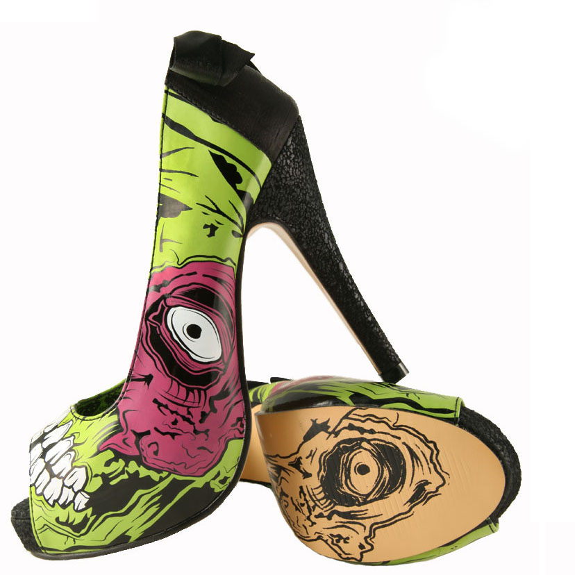 Details about Iron Fist Zombie Stomper Green Platform Heels Shoes 8