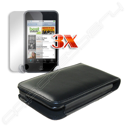 Black Leather Case for iPod Touch 3 8GB/16GB/32GB/64GB