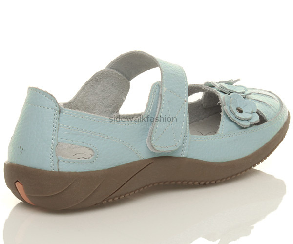WOMENS LADIES COMFORT FULL LEATHER WALKING WIDE CASUAL SHOES SANDALS ...