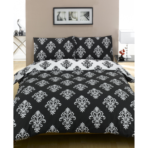 Black & White Double Duvet Set - Cover Pillow Valance