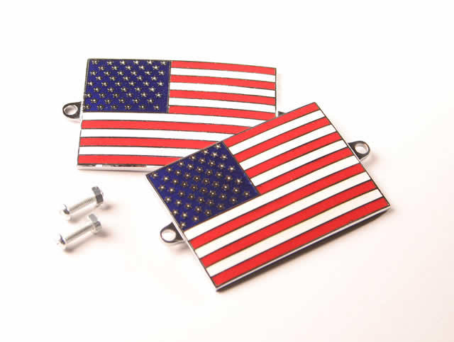 America United States USA Flag Metal Car Badges (pair)