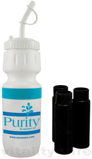 Aquasana refillable sports bottle with 3 replacement cartridges