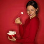 Woman Eating Tofu